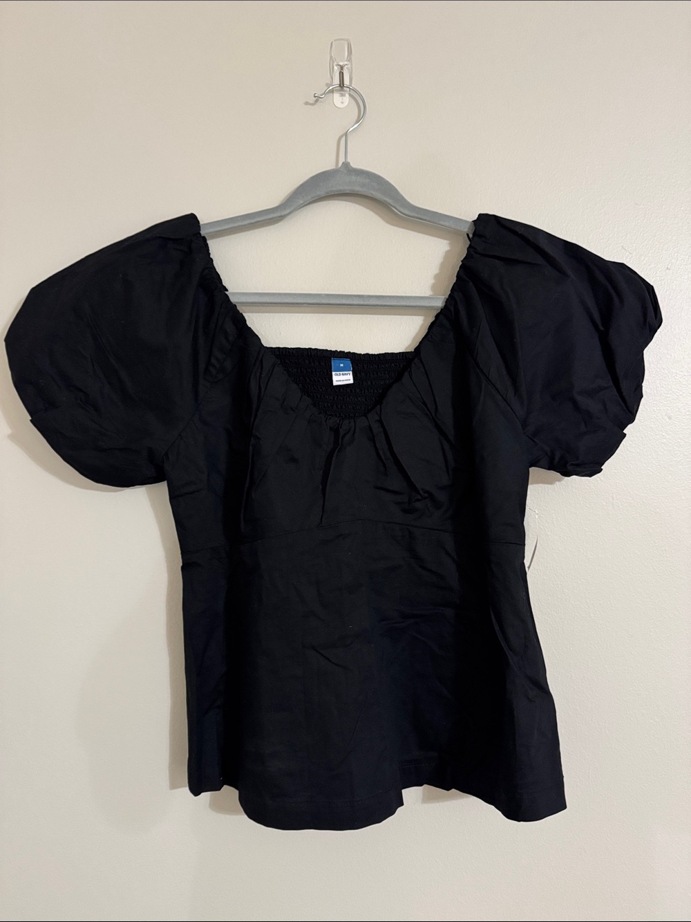 Old Navy Black Puff-Sleeve Square Neck Top